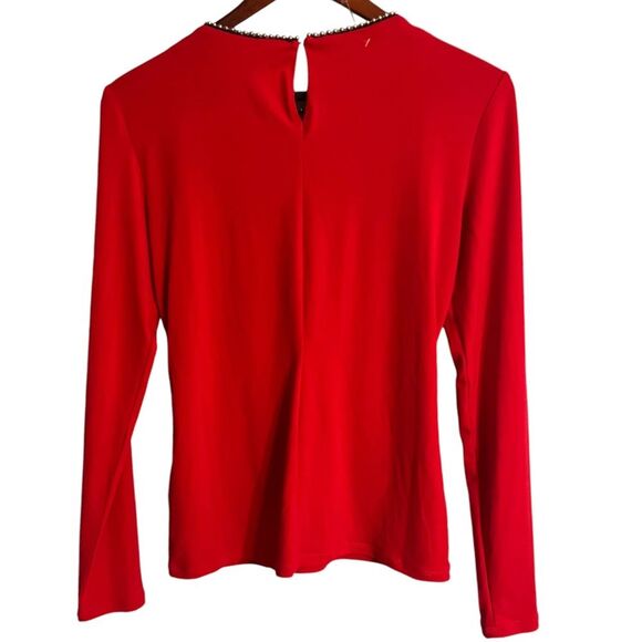 Red Christmas top by PREMISE STUDiO Women’z Sz XS NWT🏷 beaded neckline - Picture 2 of 11